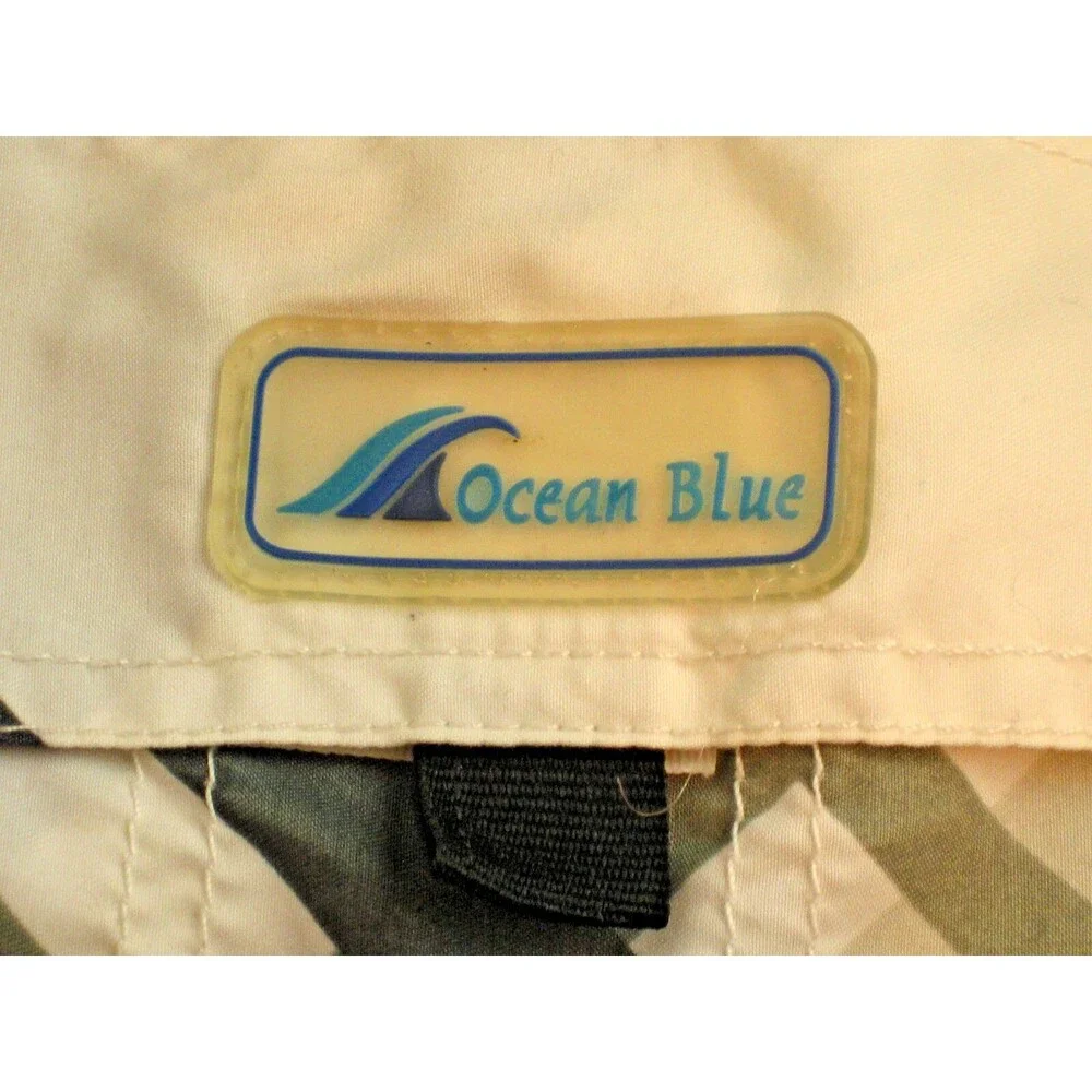 Mens Ocean Blue Gray Checked 3 Pocket Nylon Board Swim Surf Shorts sz XL(40x10)